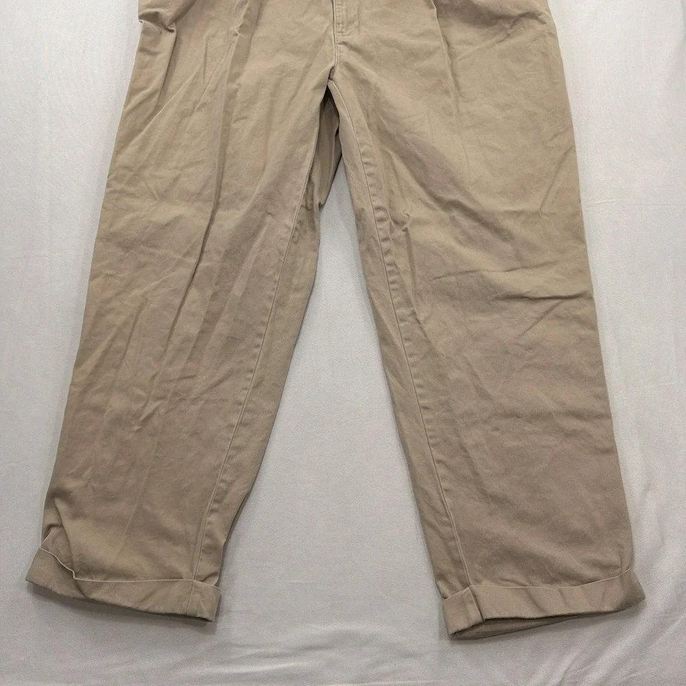 Vintage Polo Ralph Lauren Hammond Pant Pleated Cuffed Chino Khaki Tan Mens 42/30